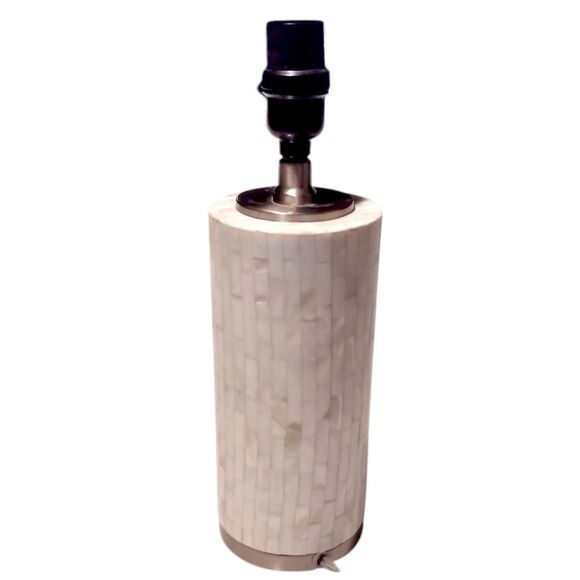 Unbranded Other - Mother of Pearl Capiz Shell Mosaic Tile Inlay Table Lamp 4x13" Tall White Creme